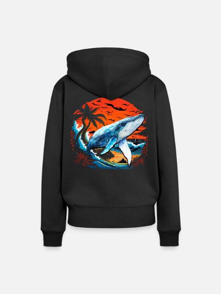 Blauwal - Frauen Premium Bio Hoodie - Schwarz