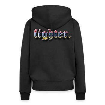 fighter. Armenien - Frauen Premium Bio Hoodie - Schwarz - Hinten - Julia (174cm)