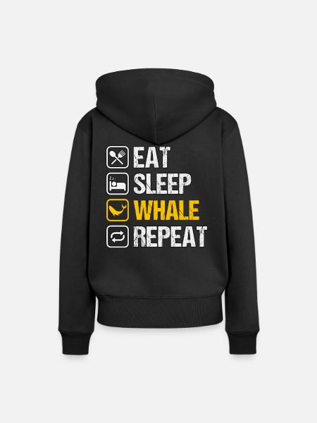 Essen Schlaf Wal Wiederholung - Frauen Premium Bio Hoodie - Schwarz