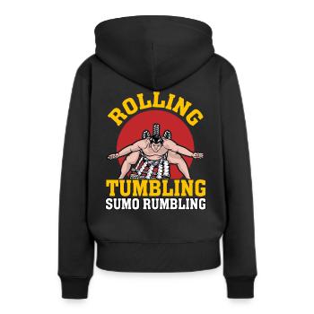 Roulement Tumbling Sumo Grondement - Sweat à capuche Premium bio Femme - noir - Dos - Julia (174cm)