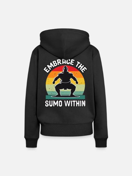 Umarme den Sumo in dir - Frauen Premium Bio Hoodie - Schwarz