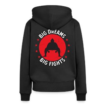 Große Träume, große Kämpfe - Frauen Premium Bio Hoodie - Schwarz - Hinten - Julia (174cm)