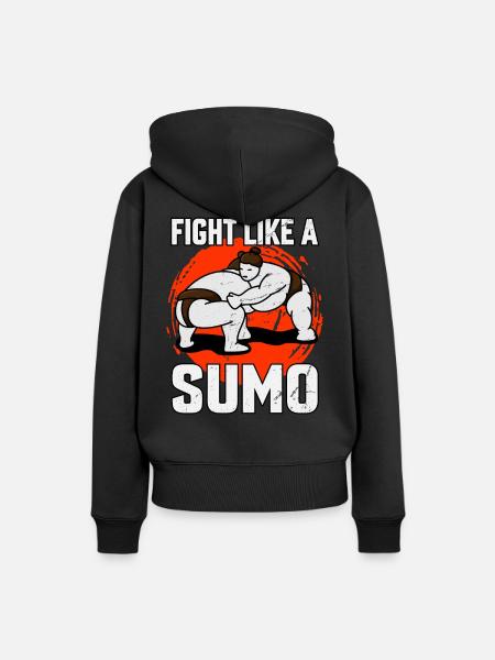 Kämpfe wie ein Sumo - Frauen Premium Bio Hoodie - Schwarz
