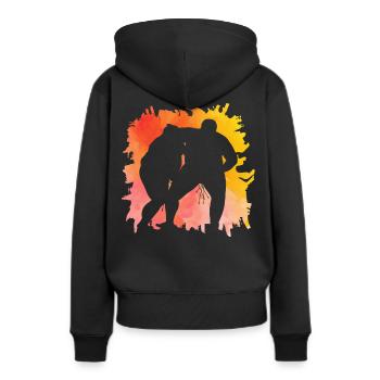 Sumo - Frauen Premium Bio Hoodie - Schwarz - Hinten - Julia (174cm)