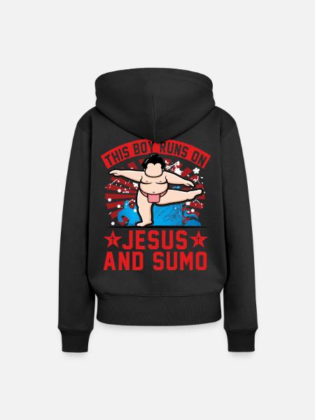 This Boy runs on Jesus and Sumo - Women’s Premium Organic Hoodie - black