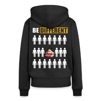 Sumo anders sein - Frauen Premium Bio Hoodie - Schwarz - Hinten - Julia (174cm)