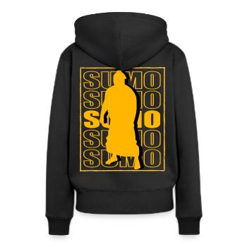 Sumo - Frauen Premium Bio Hoodie - Schwarz - Hinten - Julia (174cm)