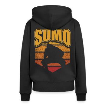 Sumo - Frauen Premium Bio Hoodie - Schwarz - Hinten - Julia (174cm)