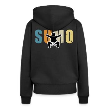 Sumo - Frauen Premium Bio Hoodie - Schwarz - Hinten - Julia (174cm)