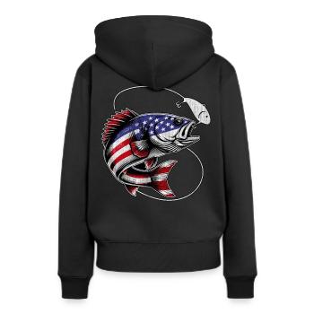 Bass Fish États-Unis d'Amérique - Sweat à capuche Premium bio Femme - noir - Dos - Julia (174cm)