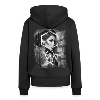Tatouage Encré Tatoué - Sweat à capuche Premium bio Femme - noir - Dos - Julia (174cm)