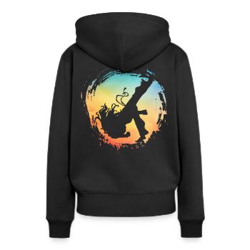 Capoeira - Frauen Premium Bio Hoodie - Schwarz - Hinten - Julia (174cm)