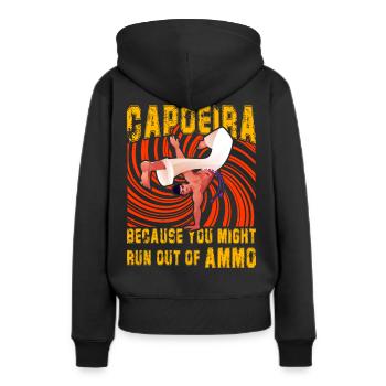 Capoeira, weil dir die Munition ausgehen könnte - Frauen Premium Bio Hoodie - Schwarz - Hinten - Julia (174cm)