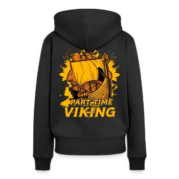 Teilzeit Wikinger - Frauen Premium Bio Hoodie - Schwarz - Hinten - Julia (174cm)