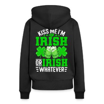 Embrasse-moi, je suis irlandais ou irlandais peu importe - Sweat à capuche Premium bio Femme - noir - Dos - Julia (174cm)