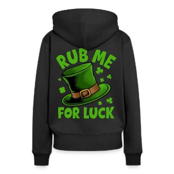 Frotte-moi pour avoir de la chance - Sweat à capuche Premium bio Femme - noir - Dos - Julia (174cm)