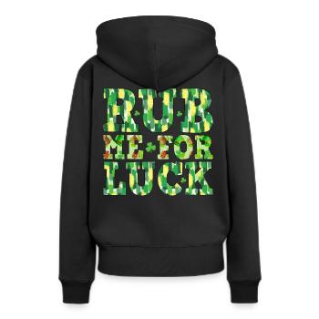 Frotte-moi pour la chance - Sweat à capuche Premium bio Femme - noir - Dos - Julia (174cm)
