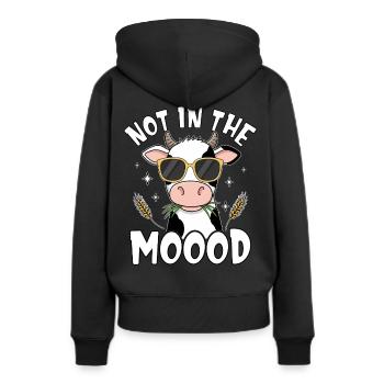 Nicht in der Moood-Kuh - Frauen Premium Bio Hoodie - Schwarz - Hinten - Julia (174cm)