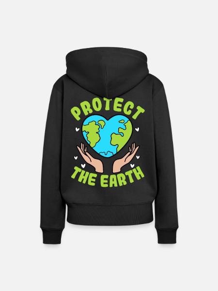 Schützen Sie die Erde - Frauen Premium Bio Hoodie - Schwarz