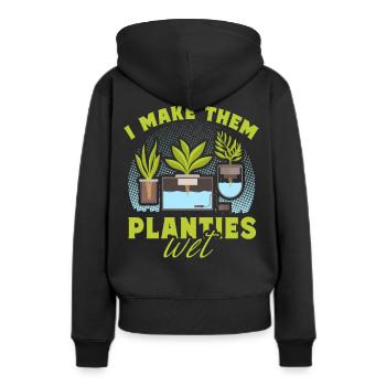 Ich mache sie nass - Frauen Premium Bio Hoodie - Schwarz - Hinten - Julia (174cm)