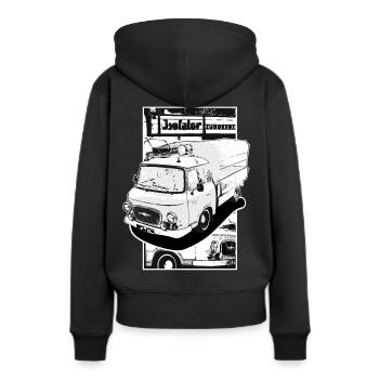Barkas B1000 - Frauen Premium Bio Hoodie - Schwarz - Hinten - Julia (174cm)