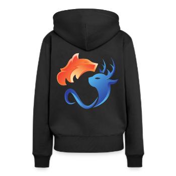 Feu et eau, contraires, renard, cerf - Sweat à capuche Premium bio Femme - noir - Dos - Julia (174cm)