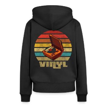 Vinyle Vintage Retro Musique Boîte Disque phonographe - Sweat à capuche Premium bio Femme - noir - Dos - Julia (174cm)