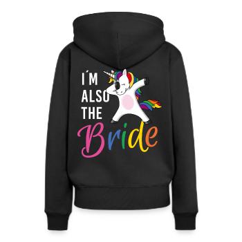 LGBTQ also bride Einhorn Junggesellinnenabschied - Frauen Premium Bio Hoodie - Schwarz - Hinten - Julia (174cm)