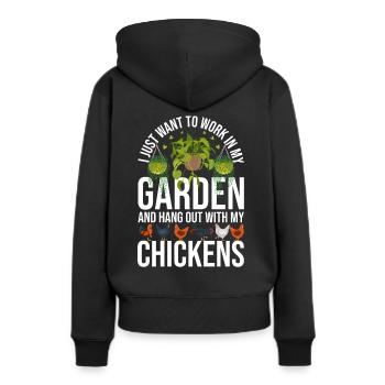 Conception de poulet amusante pour les amoureux du jardin - Sweat à capuche Premium bio Femme - noir - Dos - Julia (174cm)