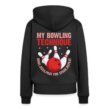 21 My Bowling Technique Fun Humor Bowler Player - Women’s Premium Organic Hoodie - black - Back - Julia (174cm)