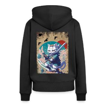 Samurai Japanese Warrior Cat - Women’s Premium Organic Hoodie - black - Back - Julia (174cm)