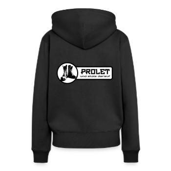 Prolet Proletarier Proletariat Ska gegen Nazis - Frauen Premium Bio Hoodie - Schwarz - Hinten - Julia (174cm)
