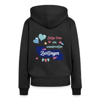 Zwillingsoma Geschenk zur Geburt von Zwillingen - Frauen Premium Bio Hoodie - Schwarz - Hinten - Julia (174cm)