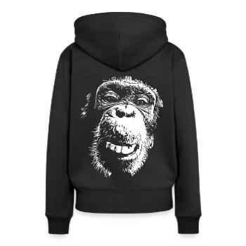 Affe Affengesicht Schimpanse Menschenaffe - Frauen Premium Bio Hoodie - Schwarz - Hinten - Julia (174cm)