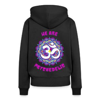 Trippy Psytrance Om Trance Goa Rave Techno UV - Frauen Premium Bio Hoodie - Schwarz - Hinten - Julia (174cm)