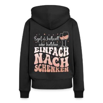 Lustiger Spruch für Weintrinker Nachschenken - Frauen Premium Bio Hoodie - Schwarz - Hinten - Julia (174cm)