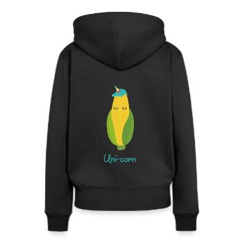 Funny corn flask unicorn - Women’s Premium Organic Hoodie - black - Back - Julia (174cm)