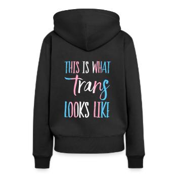 This is what trans look like Transgender - Frauen Premium Bio Hoodie - Schwarz - Hinten - Julia (174cm)