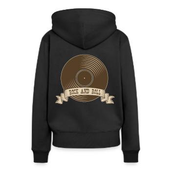 Rock n roll Rock Rock and Roll Vinyle - Sweat à capuche Premium bio Femme - noir - Dos - Julia (174cm)