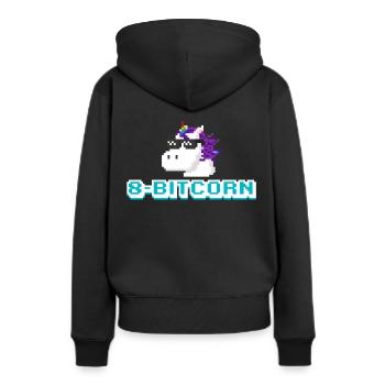 Ordinateur de jeu licorne 8 bits - Sweat à capuche Premium bio Femme - noir - Dos - Julia (174cm)