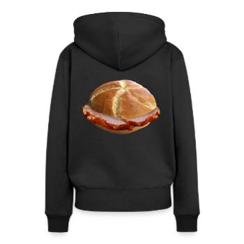 Leberkas Semmel Bayern Fromage de foie Fromage à la viande - Sweat à capuche Premium bio Femme - noir - Dos - Julia (174cm)