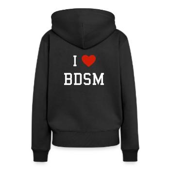 BDSM Bondage Slave Sub Master - Frauen Premium Bio Hoodie - Schwarz - Hinten - Julia (174cm)