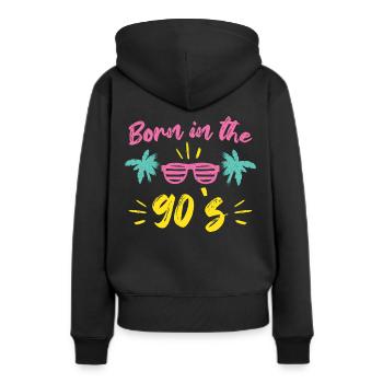 90er 90er Jahre Retro Vintage Jahrzehnt Spruch - Frauen Premium Bio Hoodie - Schwarz - Hinten - Julia (174cm)