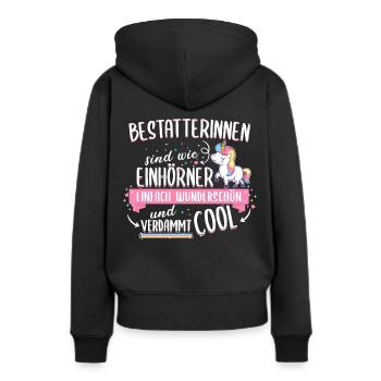 Bestatterin Bestatten Totengräberin Beruf Spruch - Frauen Premium Bio Hoodie - Schwarz - Hinten - Julia (174cm)