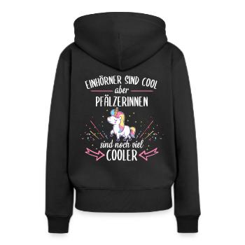 Pfalz Rheinlandpfalz Pfälzer Einhorn Heimat Spruch - Frauen Premium Bio Hoodie - Schwarz - Hinten - Julia (174cm)
