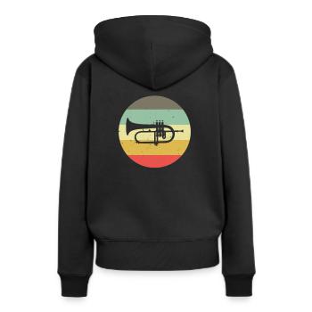 Cadeau de corne de joueur de corne de joueur de corne de bugle - Sweat à capuche Premium bio Femme - noir - Dos - Julia (174cm)