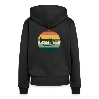 Cadeau de corne de joueur de corne de joueur de corne de bugle - Sweat à capuche Premium bio Femme - noir - Dos - Julia (174cm)