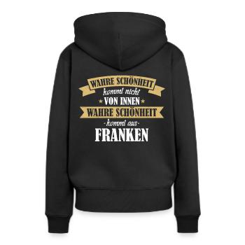 Franken Franke Fränkin Fränkisch Heimat Spruch - Frauen Premium Bio Hoodie - Schwarz - Hinten - Julia (174cm)
