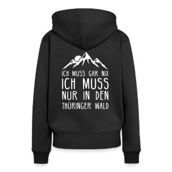 Thüringer Wald Thüringen Freistaat Wandern - Frauen Premium Bio Hoodie - Schwarz - Hinten - Julia (174cm)