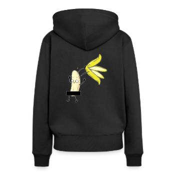 Striptease Banane I FKK Zensurbalken für Stripper - Frauen Premium Bio Hoodie - Schwarz - Hinten - Julia (174cm)